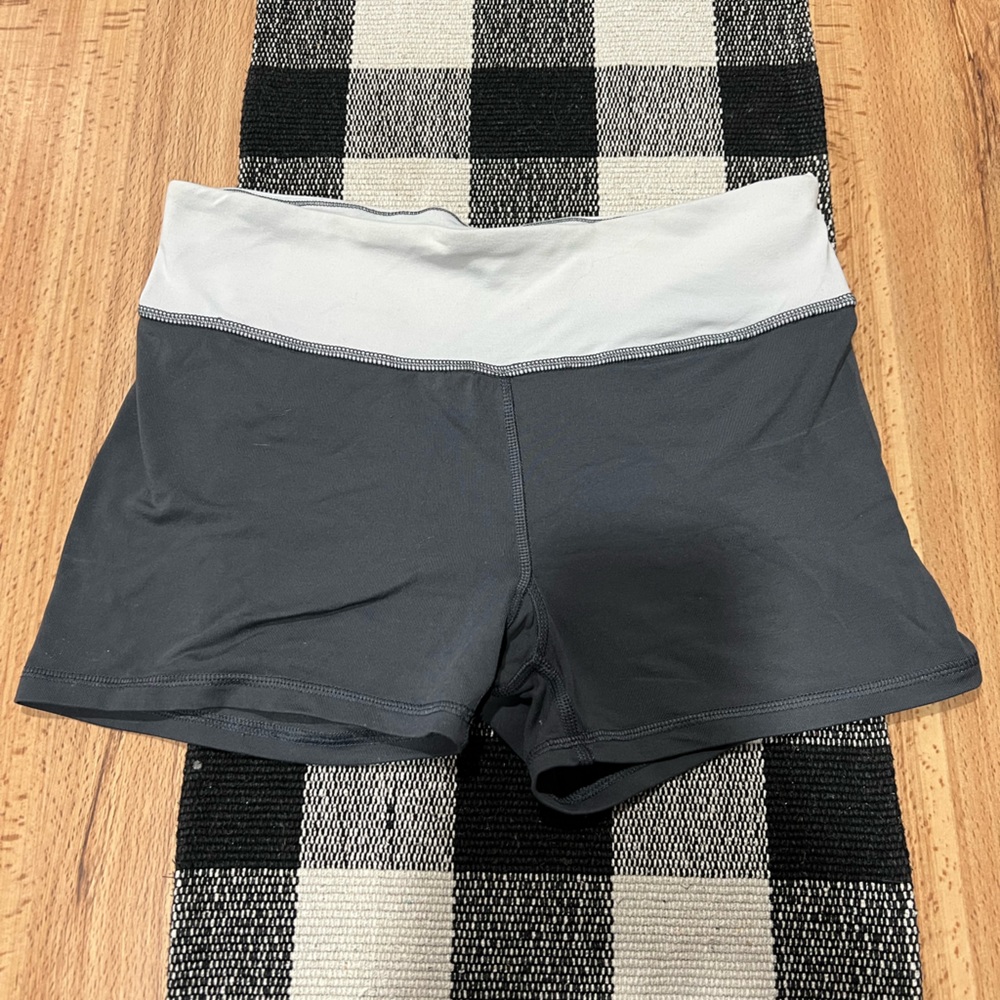 Gray and White Spandex Short Shorts